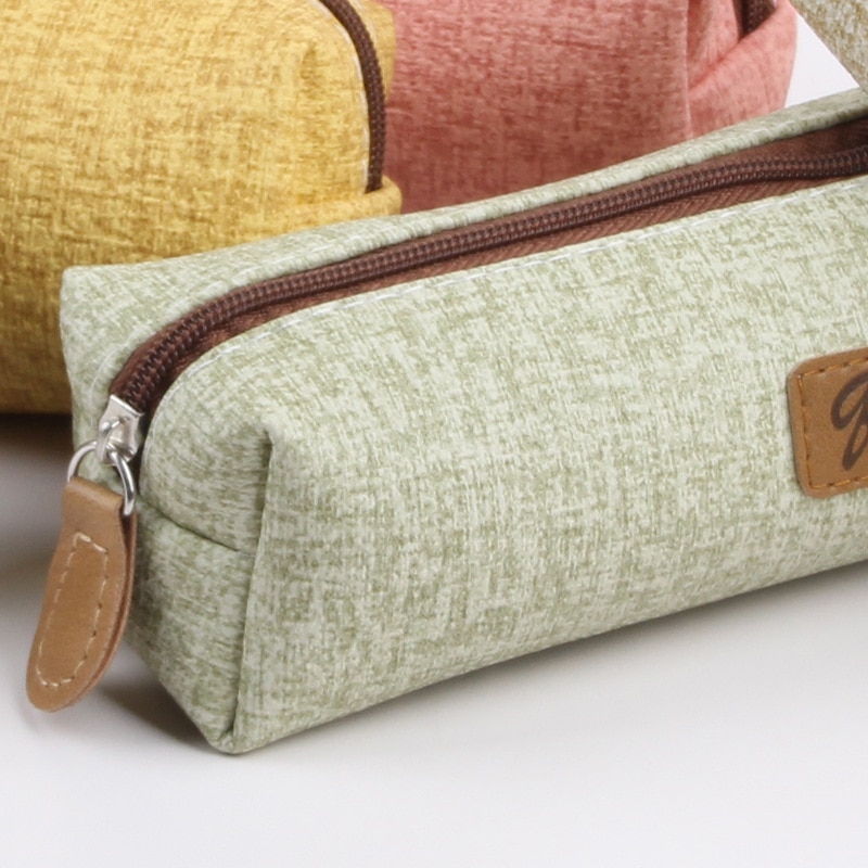 Eenvoudige Effen Kleur Etui Imitatie Schors Pu Waterdichte Etui Student School Etui Briefpapier Case Opbergtas