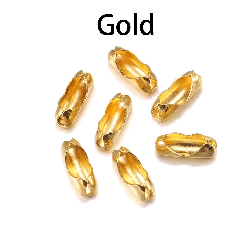 200pcs/lot Diameter 1.5/2/2.4/3.2 mm Ball Chain Connectors Clasps Connectors For DIY Jewelry Findings Making Supplie: 2.4mm / Gold