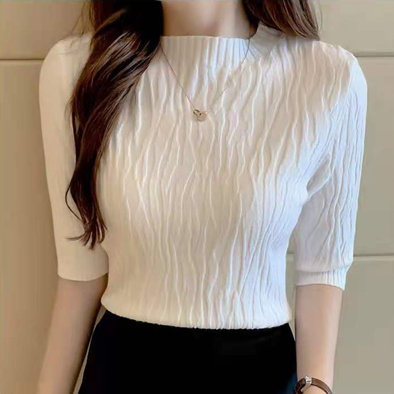 Forår sommer koreansk ensfarvet sweater kvinder kortærmede toppe pull femme afslappet slank kvindelig pullover strikket tøj