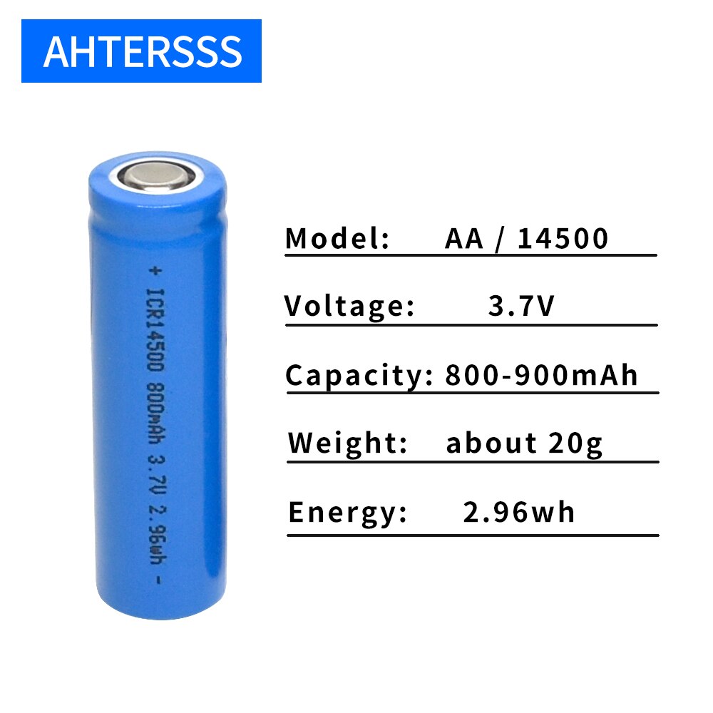 1-16 Stuk 14500 Oplaadbare Batterij 3.7V 14500 Aa 2A Lithium 800-900Mah Platte Hoofd Contact batterijen