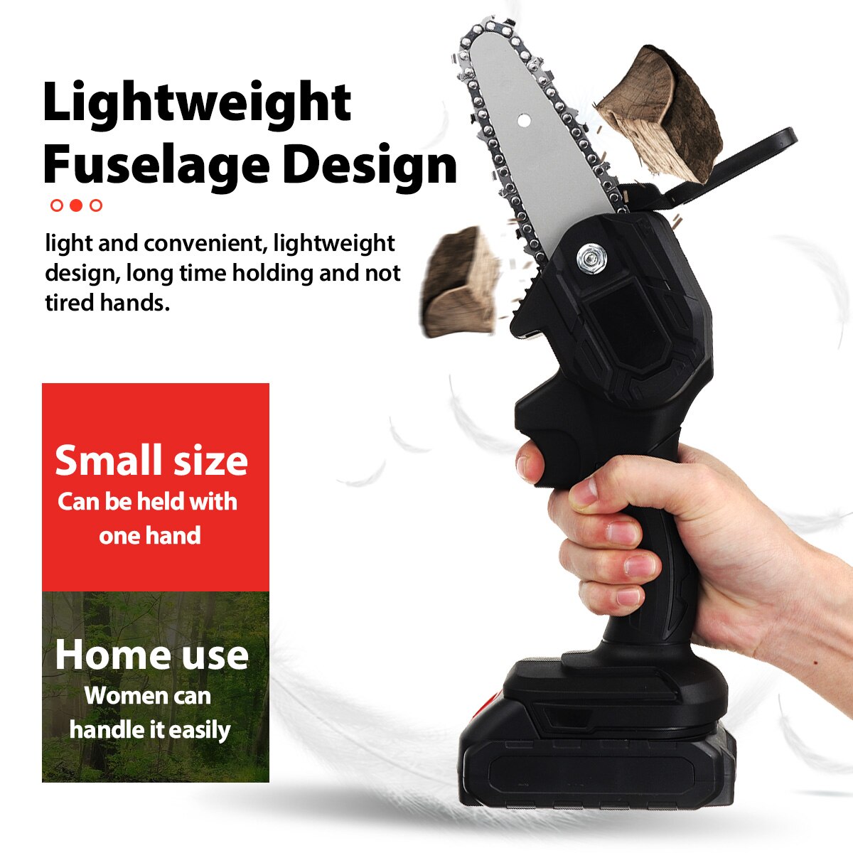 3000W 88VF 4 Inch Mini Electric Saw Chainsaw Garden Tree Logging Saw Woodworking Tools Wood Cutters with 2 Battery