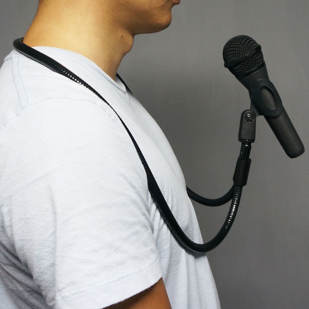 Universal Microphone Brace Neck Holder Hands Free Mic Stand Holder U-type Clip Clamp Adjustable for Performance Musical Player
