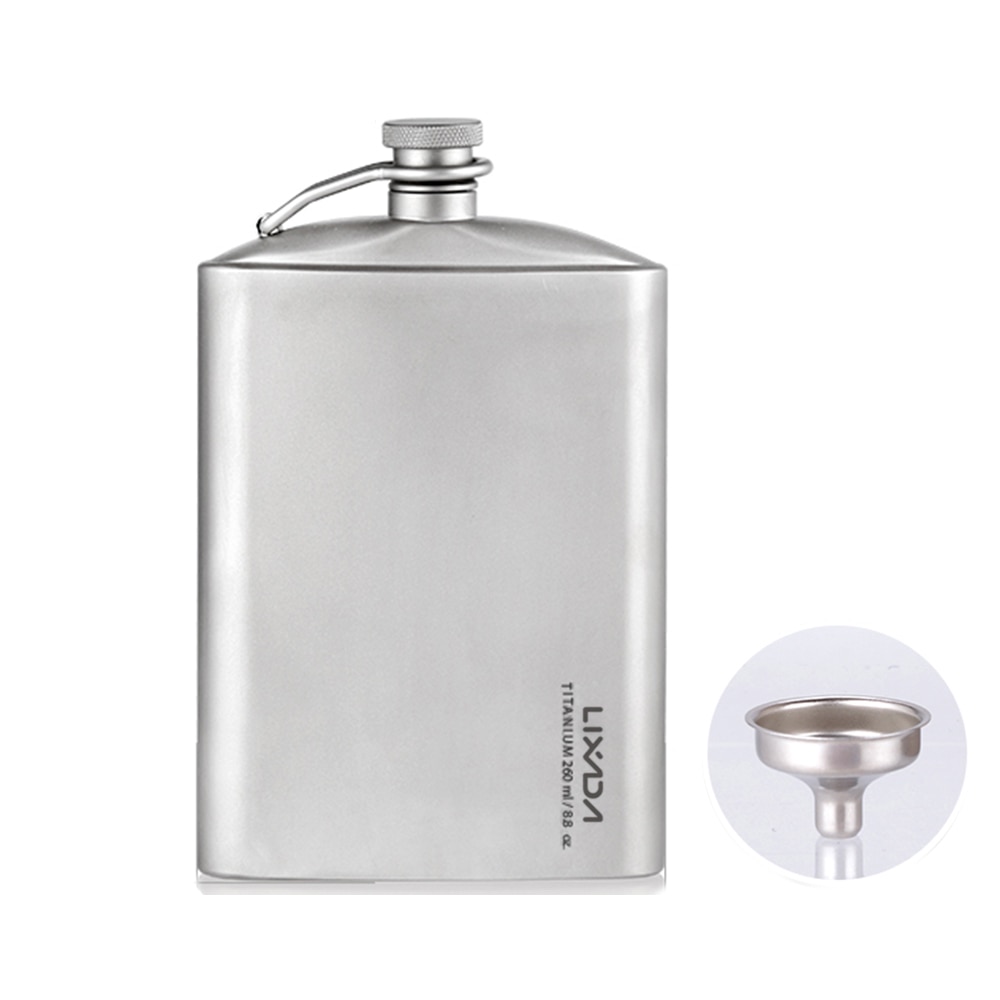 Lixada, Petaca de titanio a prueba de fugas, botella de vino de Whisky con Alcohol, con juego de tazas para Camping al aire libre, mochila de viaje, Picnic