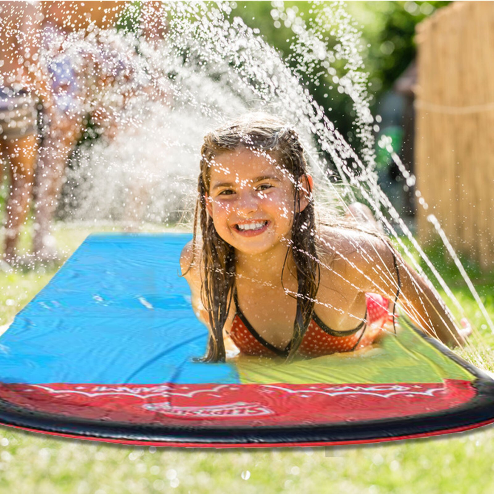 Opblaasbare Gazon Waterglijbaan Dubbele Rijstrook Sprinkler Water Splash Glijbaan Achtertuin Speelgoed Kinderen Zomer Zwembad Pvc Waterglijbaan