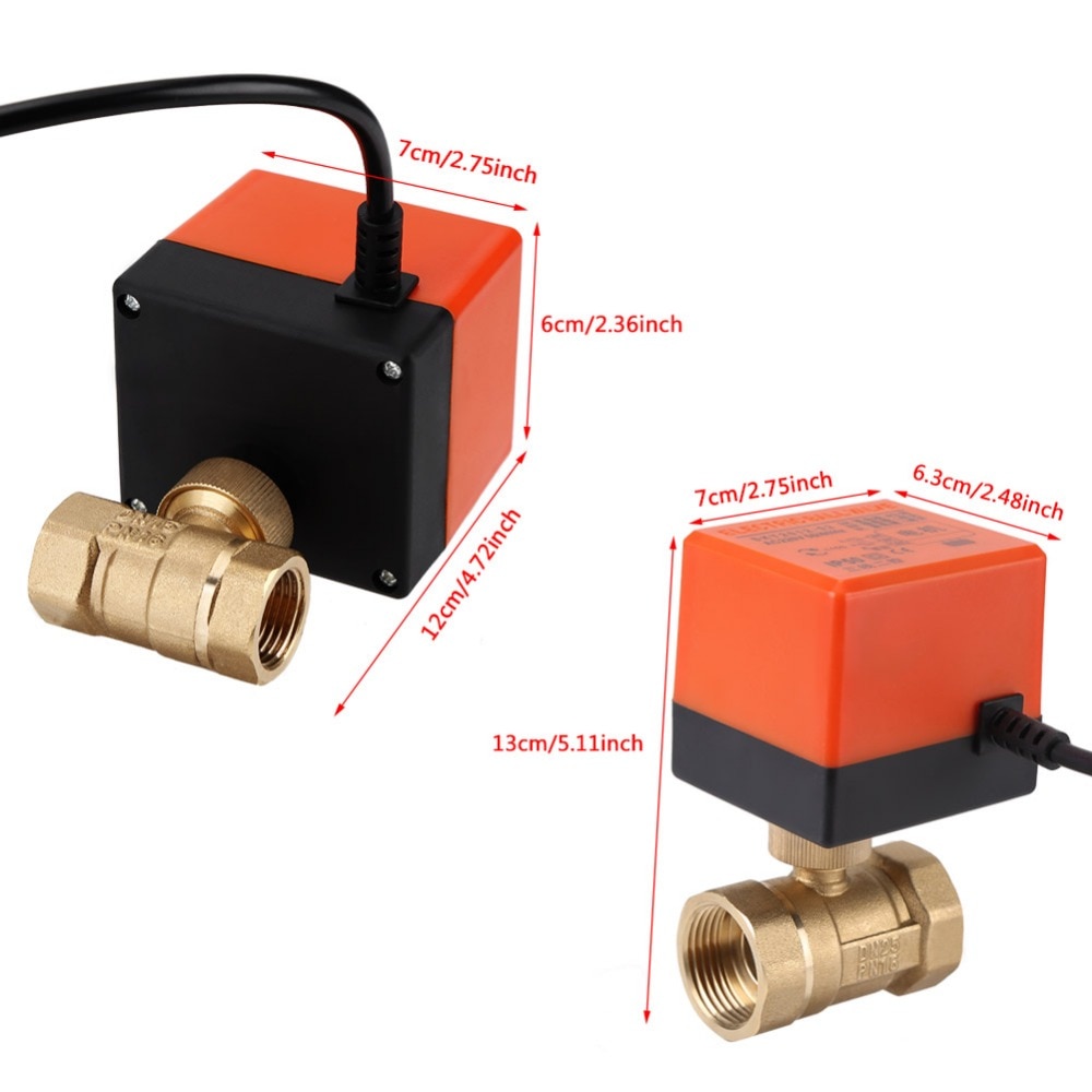 DN15/DN20/DN25 Elektrische Gemotoriseerde Draad Kogelkraan Messing AC 220V 2 Way 3-Draad 1.6Mpa met Actuator Voor water, gas, olie