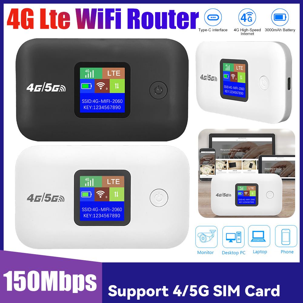 Router 4G Lte Bezprzewodowy przenośny mini zewnętrzny hotspot z gniazdem karty SIM Type-C 3000mAh Kieszonkowy router WiFi do telefonu samochodowego