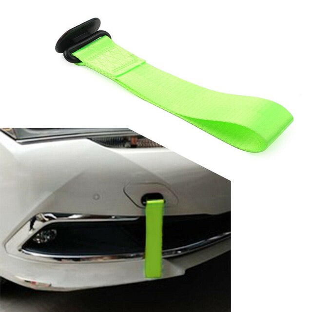 Accesorios de coche, correa de remolque, gancho de Rally, muchos colores, ajuste Universal para parachoques trasero/delantero, herramientas de cuerdas, 1 ud.: Fluorescent green