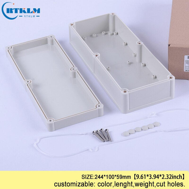 Caja de plástico ABS para instrumentos electrónicos caja de plástico impermeable para caja de conexiones caja de proyecto caja de control DIY 244*100 * 59mm IP68