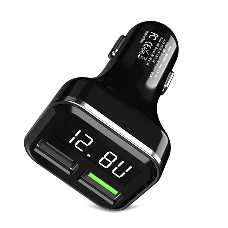 Schnelllade-autoladegerät mit 3.0 usb-anschlüssen und led-spannungs- und stromanzeige für iphone und htc
