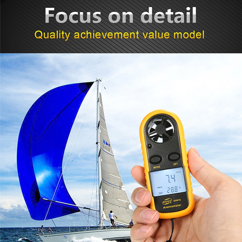 Digital Tachometer Windsurf Response Wind Speed Meter Velocimeter Anemometer Air Chronograph Speed Measuring Instruments Gauge