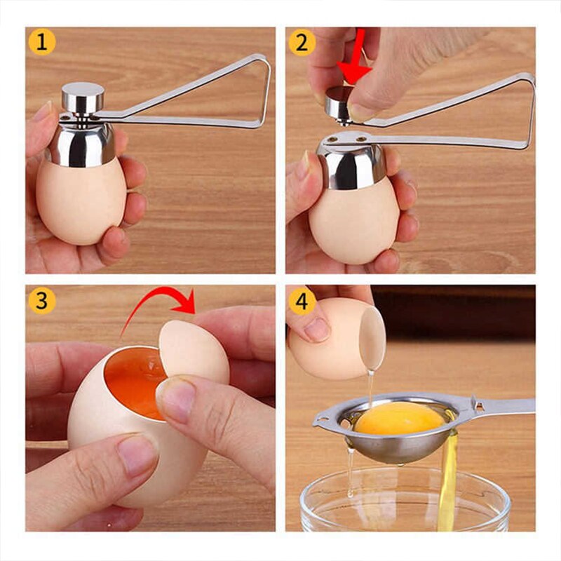 304 rustfritt stål eggeåpner kjøkkenverktøy egg åpent skrog banke egg verktøy egg saks verktøy