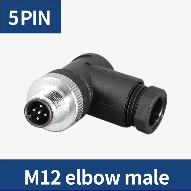 M12 sensor connector 4pin 5pin M12-8 waterproof male&female plug screw threaded coupling A Code sensor connectors: Silver
