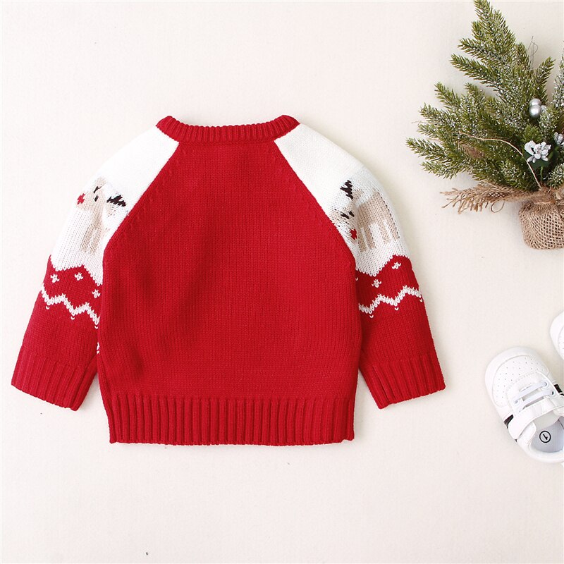 Baby Boys Girls Christmas Sweater Autumn Winter Clothes Pullover Knitted Tops Cartoon Printed Kids Sweaters Jumper