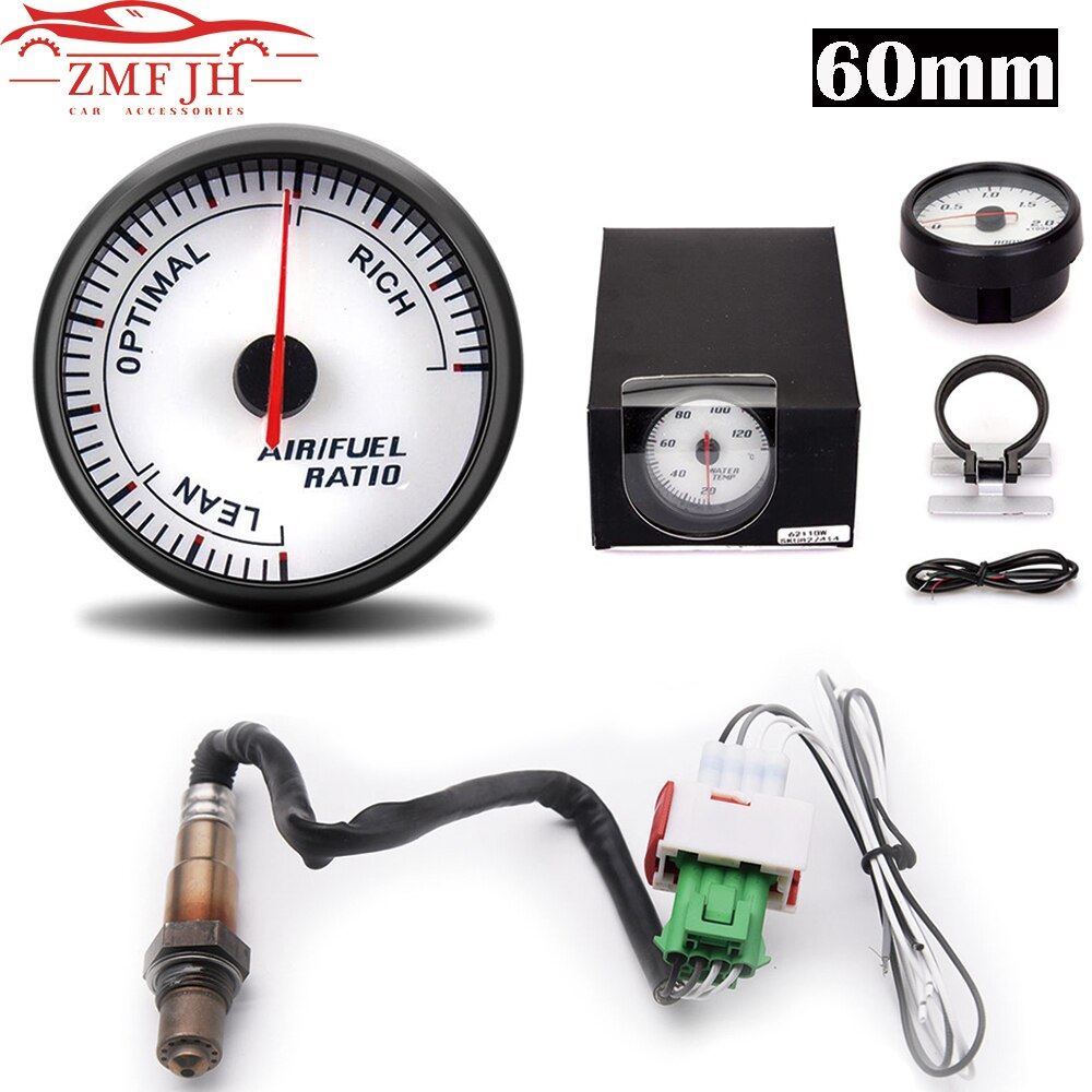 60MM Air Fuel Ratio Gauge With Narrowband O2 Oxygen Sensor Blue Backlight Pointer Display Digital Car Gauge Fit for 12V