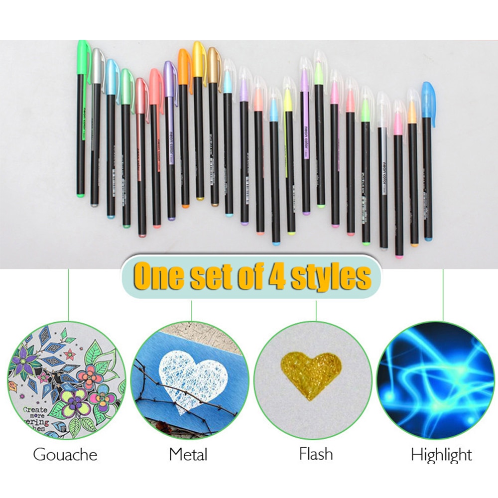 Artículos de dibujo artístico 36/48 plumas de Gel de Color conjunto de recambios Pastel brillo de neón de dibujo bolígrafos de colores para dibujar DE LA ESCUELA marcador