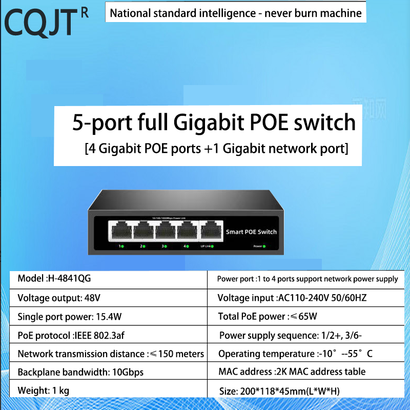 Série POE Switch gigabit ethernet 4/6/8/16/24 portas, POE ativo para câmeras IP, switch AP sem fio, Gigabit IEEE 802.3 AF/AT: verde