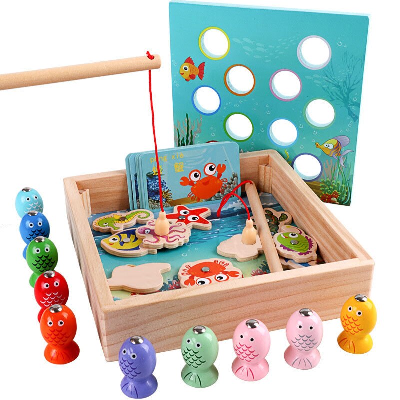 per bambini Giocattoli di Legno Giochi Giocattolo di Pesca Magnetica Gioco per Bambini 3D Pesce Capretti Del bambino Educativi Giocattoli tutto'aria Aperta Divertenti Ragazzi Della Ragazza Regali