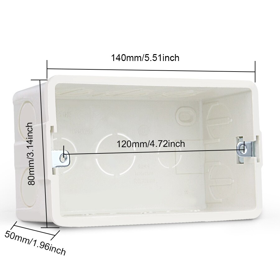 Wall Mounting Switch Box Internal Cassette White Back Box 140*80*50mm For 146mm*86mm Standard Switch and Socket: Default Title
