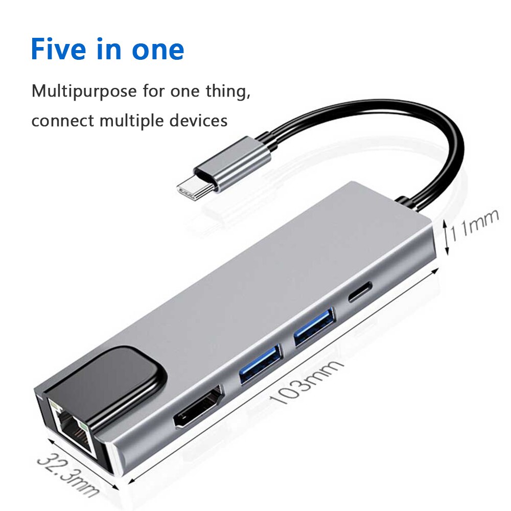 Estación de acoplamiento USB tipo C a HDMI USB 3,0 PD, adaptador multifunción para MacBook Pro, HP, Lenovo tipo C, estación de acoplamiento para ordenador portátil