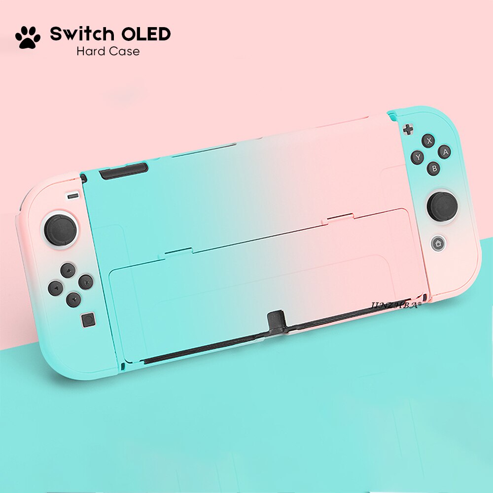 NEUE Für Schalter OLED Schutzhülle Soft/Hard Cover Kawaii Rosa Silikon Schutzhülle Für Nintendo OLED Konsole Zubehör: Bracket-Pink-Green