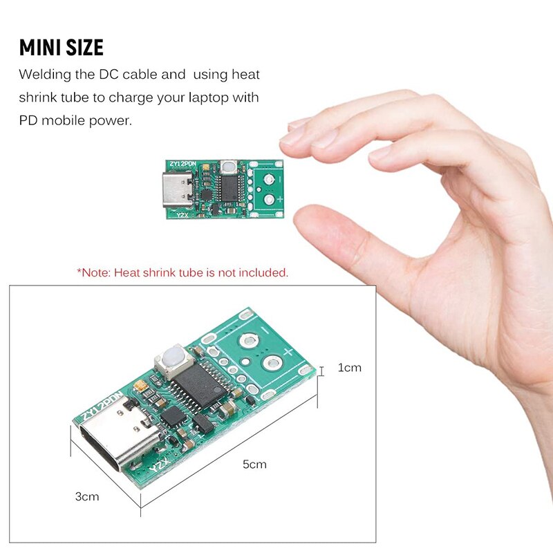 USB-C PD2.0/3.0 to DC Converter Power Supply Module Decoy Fast Charge Trigger Poll Polling Detector Tester(ZY12PDN)