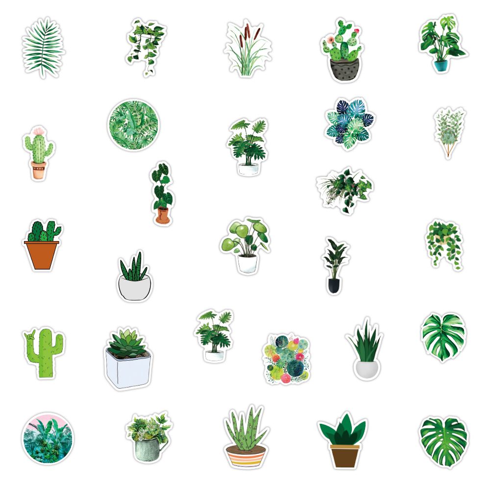 10/50/100Pcs Milieubescherming Groene Planten Stickers Diy Fiets Gitaar Laptop Waterdichte Pvc Klassieke Speelgoed Sticker decals