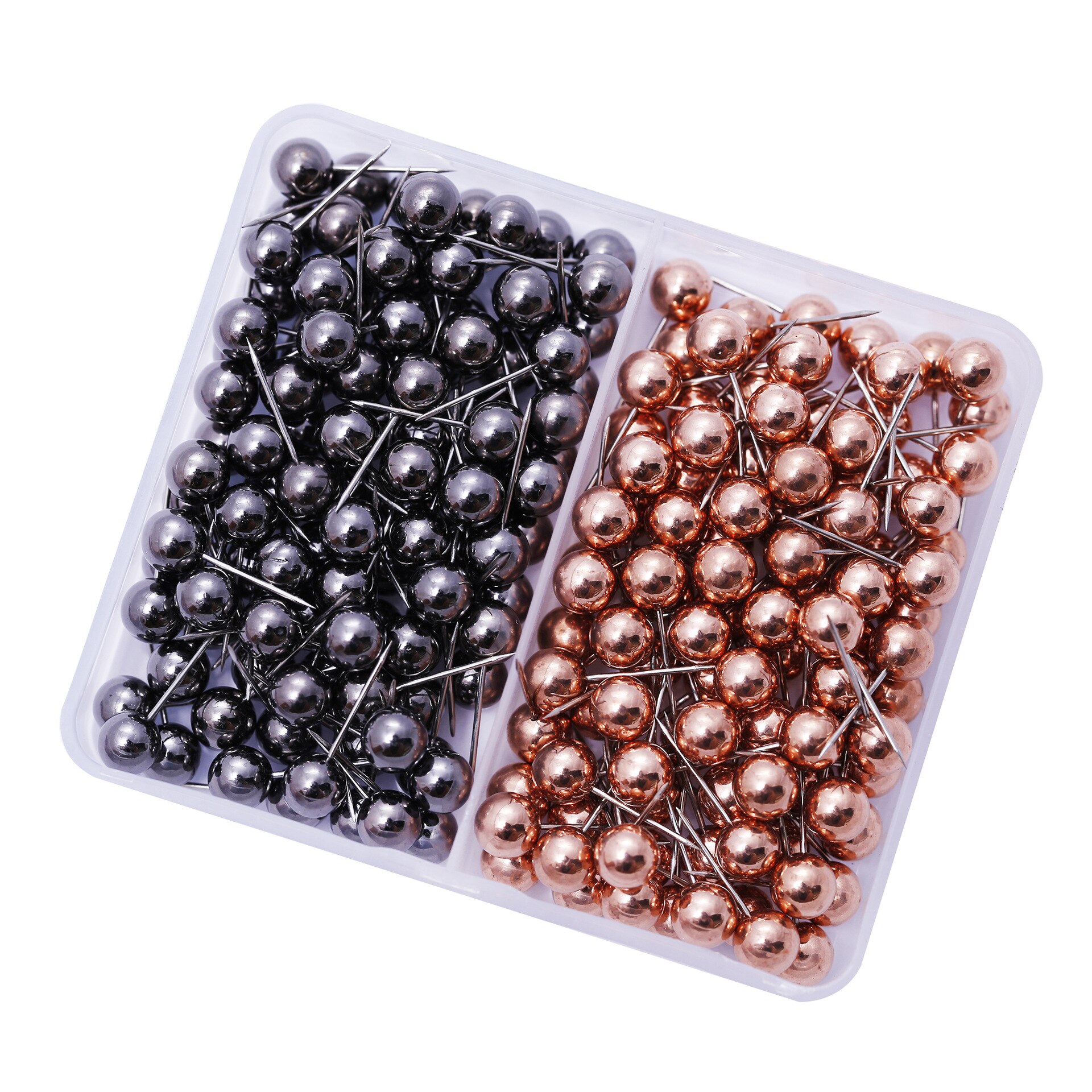 200PCS 6MM Map Tacks Push Pins with Gold Round Head Steel Point for Bulletin Board Fabric Marking Push Pins with Box: Mix B