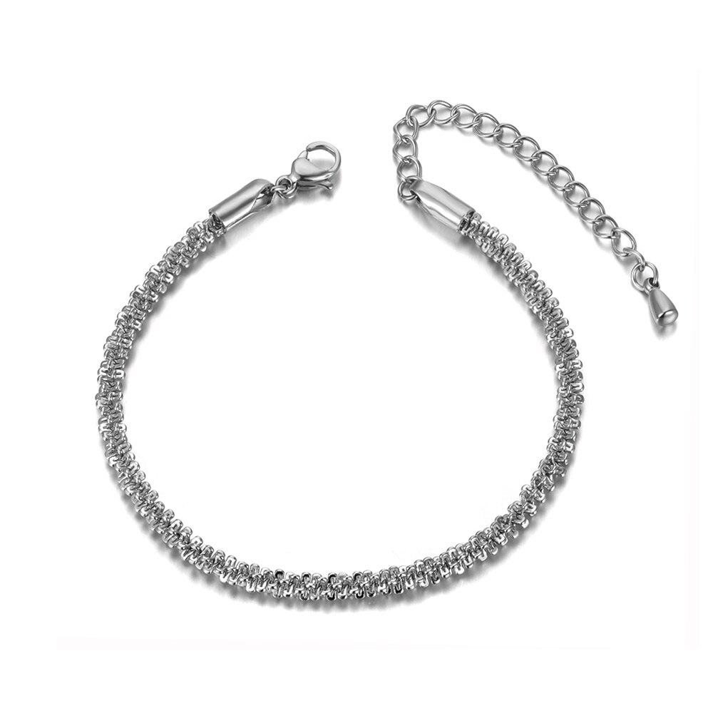 Lokaer Original Stainless Steel Charm Strand Bracelets Bangle For Women Girls Bohemia Trendy Chain & Link Bracelet B20032: Steel color