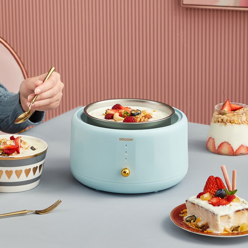 1.0L Yogurt Machine Maker Household Fully Automatic Stainless Steel Small Yogurt Machine Kitchen Tools Stainless Steel Inner