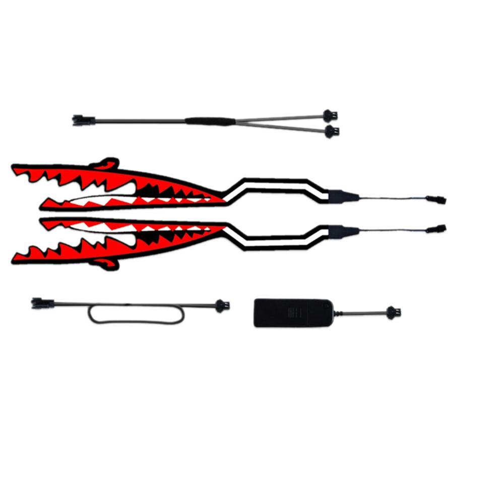 2 Stuks Shark Stijl Motorfiets Helm Licht Strip Led Night Signaal Licht Streep Glowing Night Lichtgevende Gewijzigd Sticker: Rood