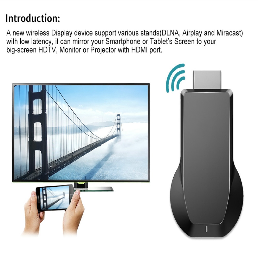 Anycast M100 TV Stick 4K Wireless WiFi Display Dongle 1080P HD TV Stick Miracast Airplay DLNA Mirroring to HDTV Projector