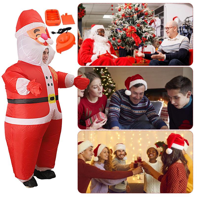 Christmas Inflatable Suit Santa Claus Adult Costume Unisex Christmas Costume Funny Props Blow Up Christmas Outfit For