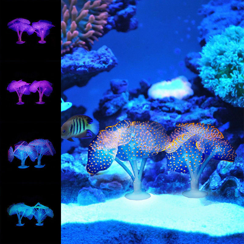 Pecera Artificial de silicona brillante para acuario, plantas de Coral, ornamento subacuático, accesorios de decoración de paisaje acuático
