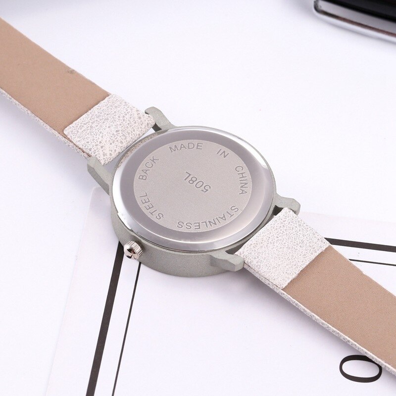 Creatieve Vrouwen Casual Quartz Lederen Band Band Horloge Analoog Rose Goud Vrouwen Horloge Staal Luxe Dames horloge