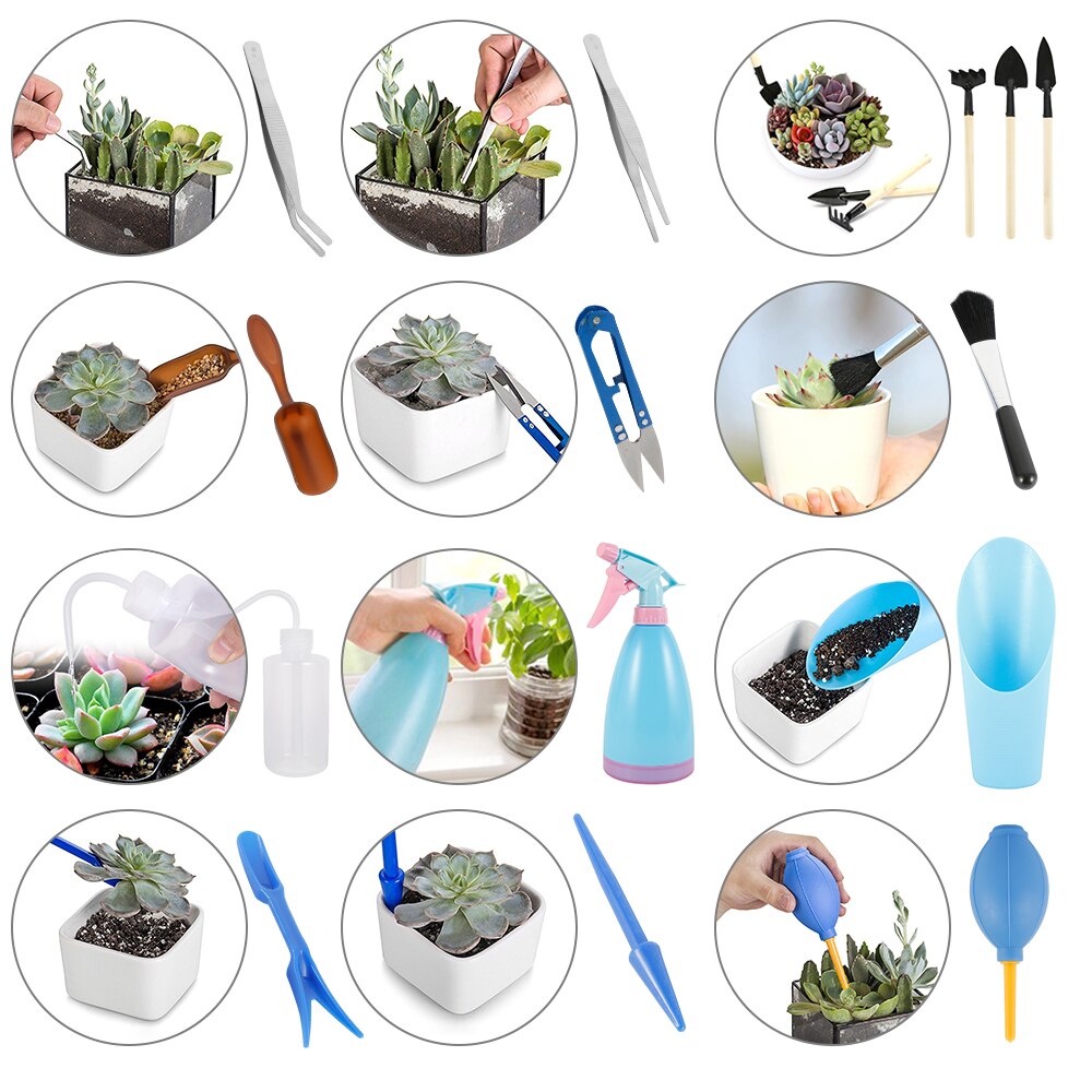 21pcs Succulents Transplanting Tools Flower Seedlings Planted Hand Tool Kit Plant Sowing DIY Accessories Gardening Supplies