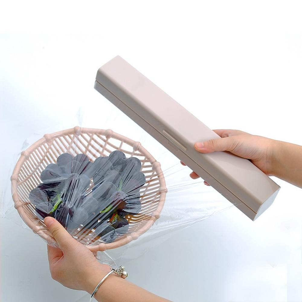 Plastic Cling Wrap Refillable Plastic Wrap Dispenser with Slider Cutter Food Wrap Stretch Clear Cling Wrap Cling Film Dispenser