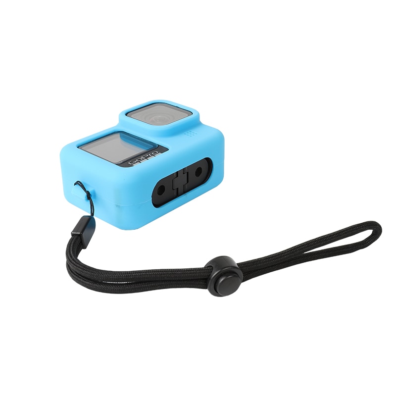 Beskyttelsesetui til gopro helt 9 svart, silikon gummi tilfelle beskyttelsesdeksel + snor + linsedeksel til gå pro 9 camra tilbehør