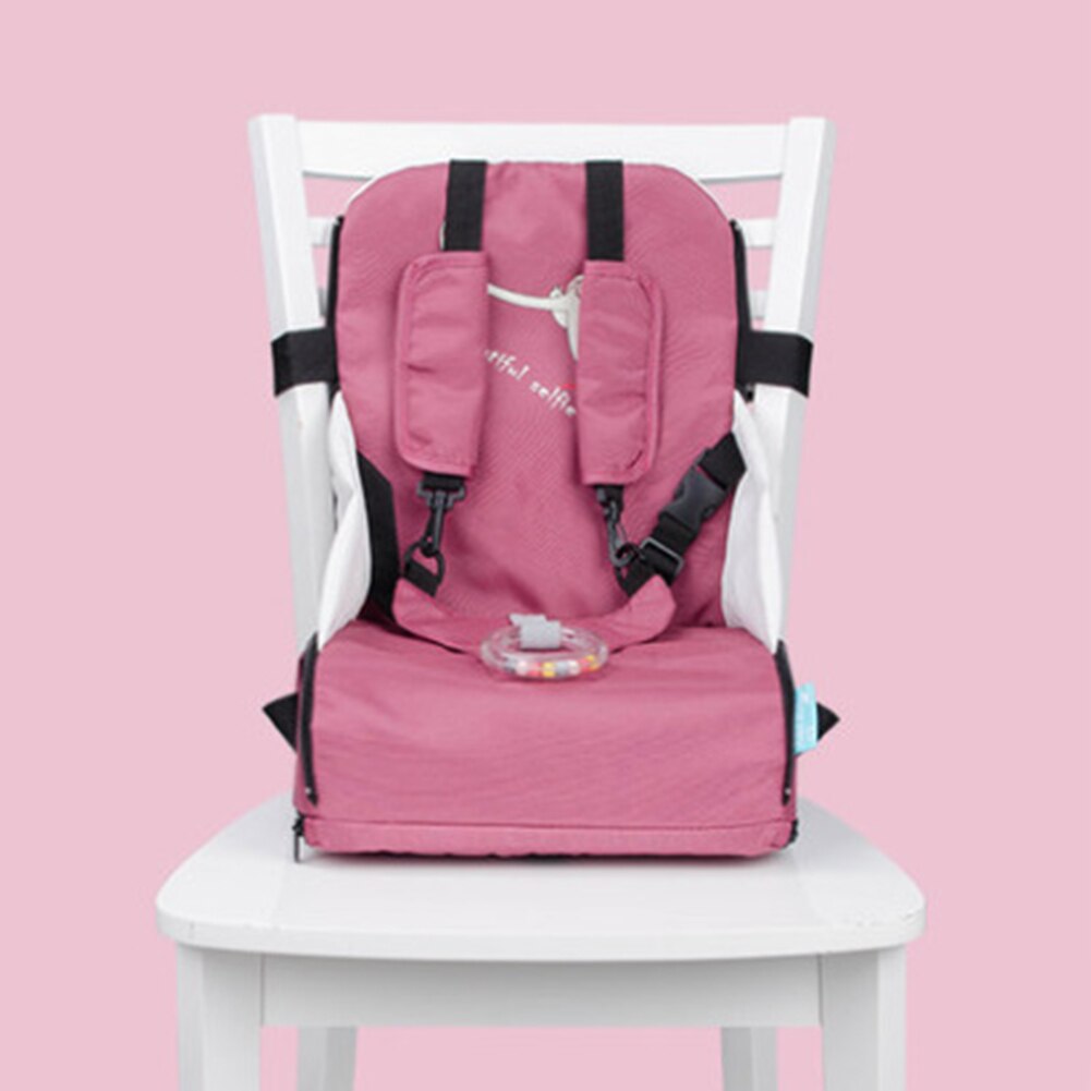 Høj stol baby fodring justerbar rem oxford klud børn selestole komfortable spædbarn spisning folde rejsestol: Lyserød