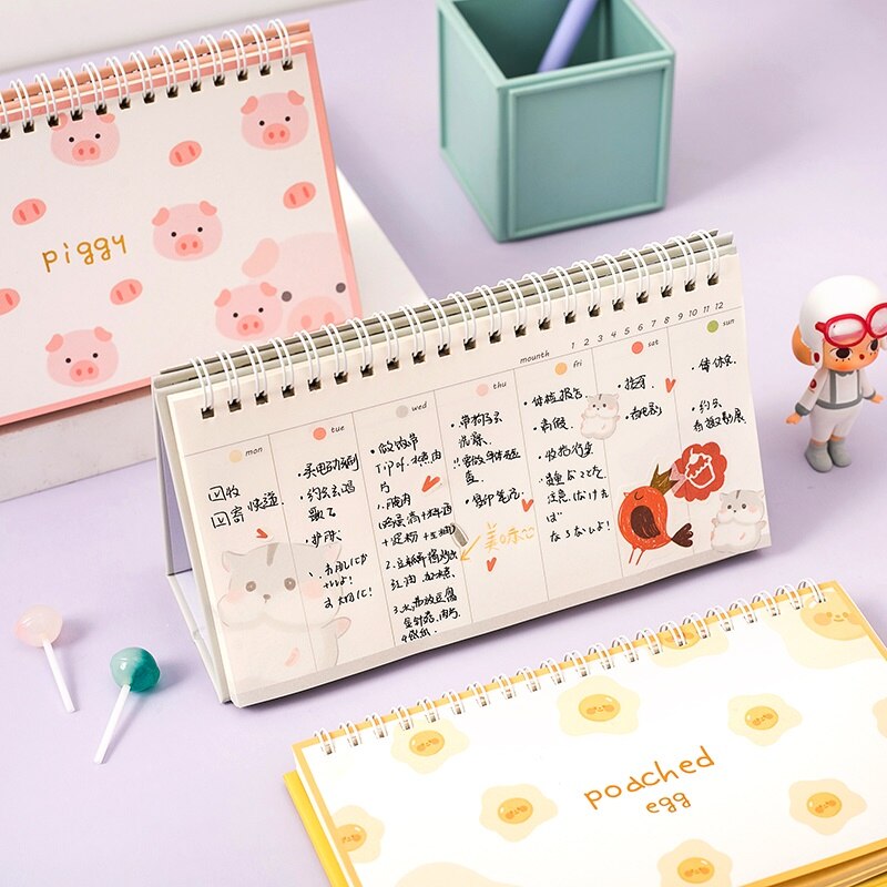 Leuke Student Bureau Cartoon Tijd Organizer Pad Briefpapier Maandelijkse Wekelijkse Dagelijkse Planner Lijst Memo Pad Note Pad Spoel Notebook