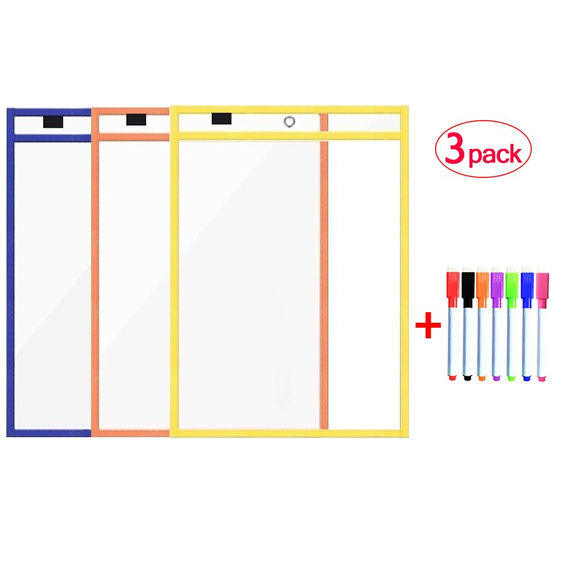 Erasable Dry Erase Board Write Delete File Dry Erase Pockets Drawing Teaching Practice Board Writing White Board markers For Kid: 3B7P