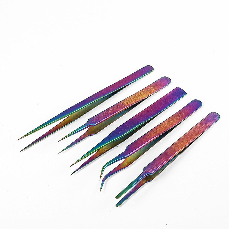 China Custom stainless eyelash extension tweezers with logo straight slant curved volume lash