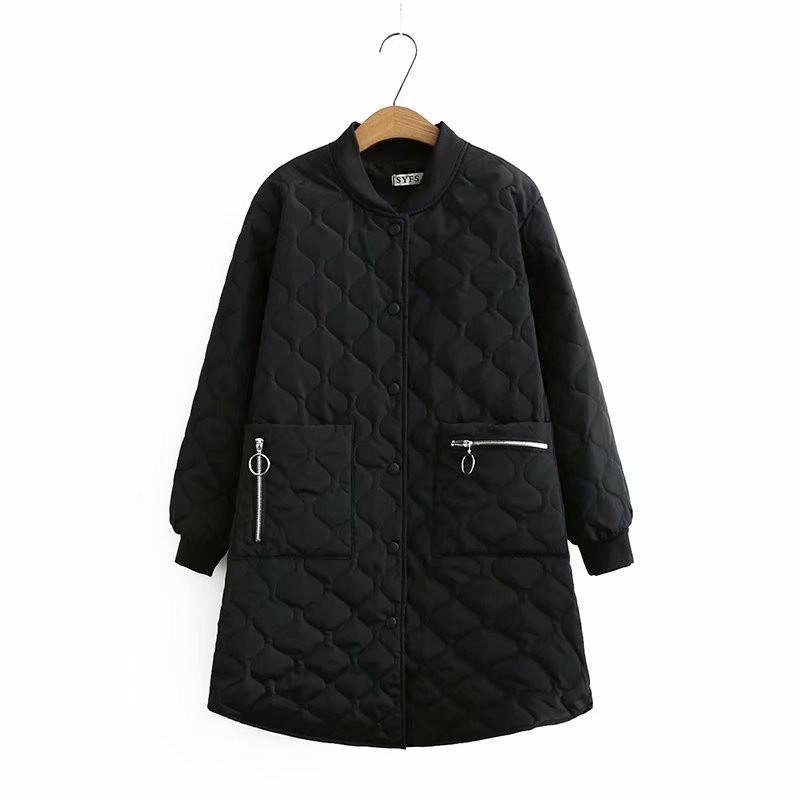 Larga de invierno cálido abrigos para mujer de talla grande de manga completa de estilo coreano Casual chaqueta de mujer Parka para mujeres de talla grande 4XL: black / 4XL