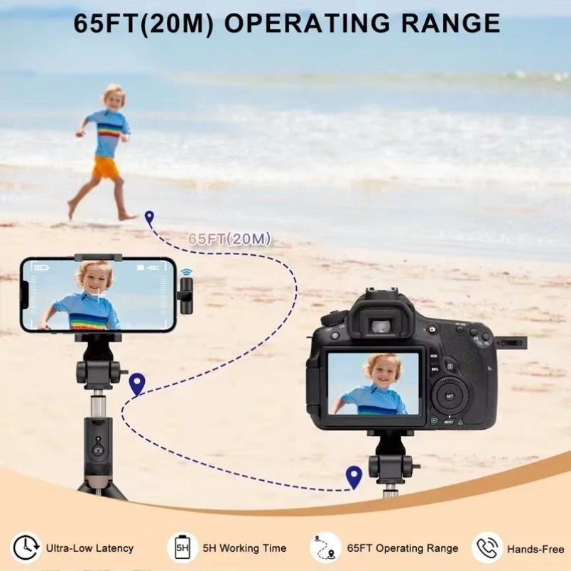 Draadloze lavaliermicrofoon Draagbare audio-video-opname Mini-microfoon voor iPhone Android Live-uitzending Gaming Ontvangen met telefoon