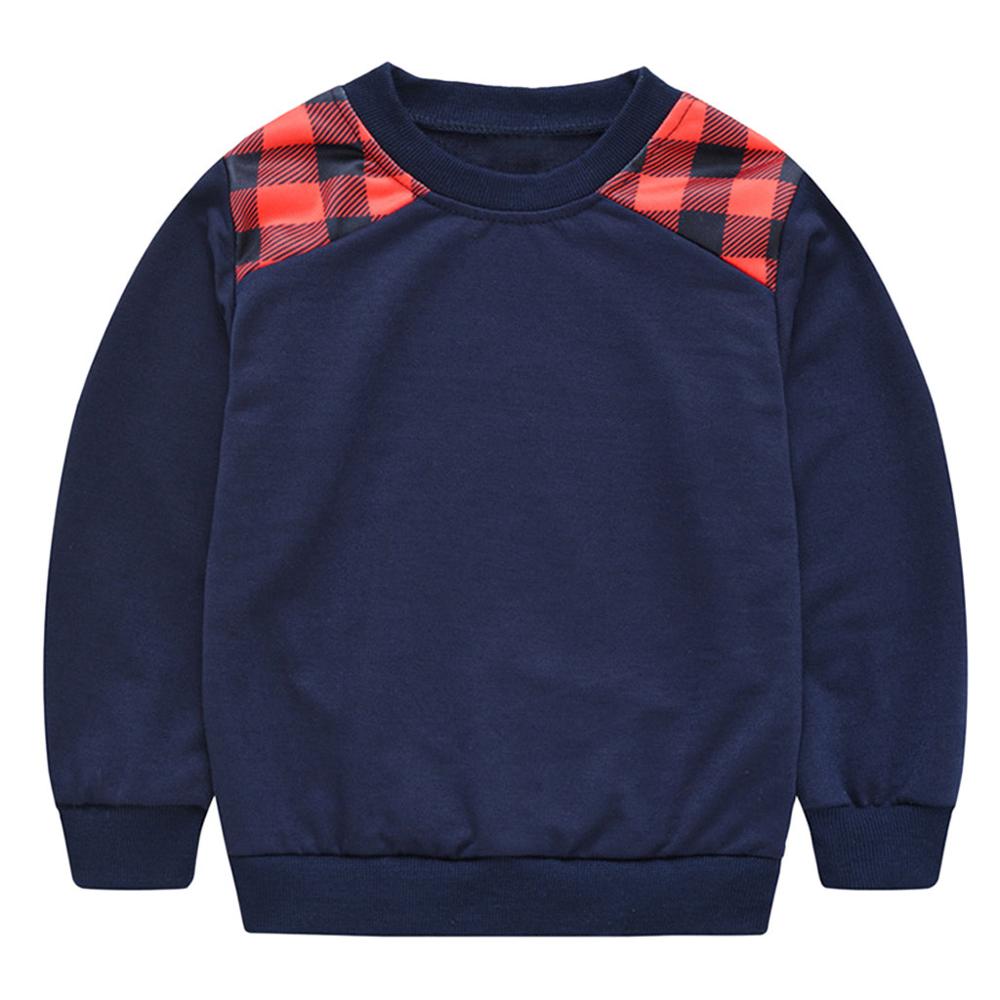 Ragazzi Camicette Camicetta Delle Ragazze Dei Bambini Del Manicotto Lungo Rotondo Classico Plaid Decoratio Plaid Stampa T-Shirt Блузка 12M-6Y Blusas