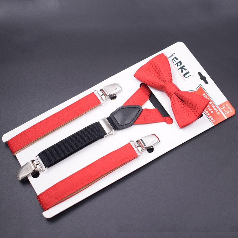 Baby Suspenders Set 3 Clips Kids Braces Boy's Suspensorio No Elastic Adjustable Tirantes Bretelles 2.0*75cm: Red