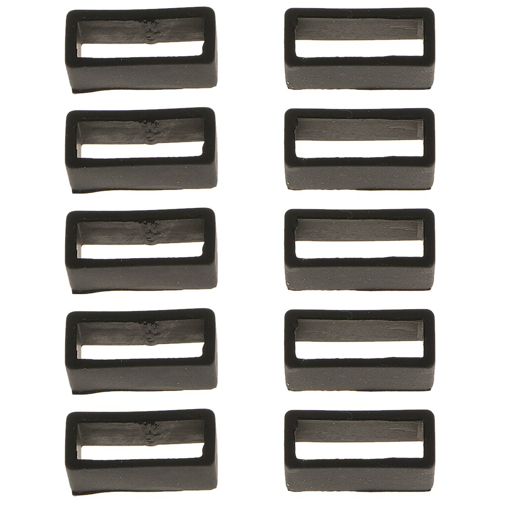 10 pièces montre bracelet boucle cerceau noir PVC Silicone caoutchouc boucle support de retenue 20mm