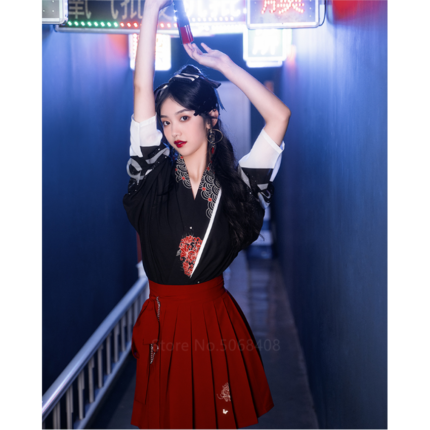 Chinese Traditional Costumes for Women Dress Girl Cardigan Flower Print Japanese China Folk Dance Costume Performance