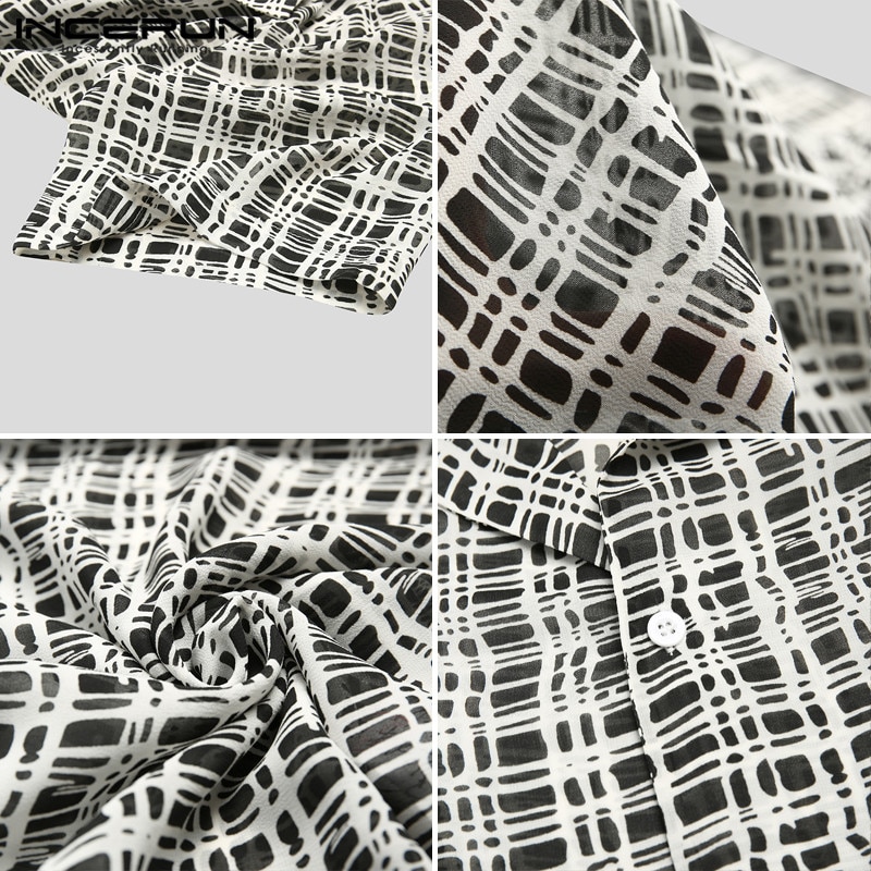 Skjorte med print til mænd streetwear revers løs afslappet kortærmet camisas sommer åndbar strand hawaiiansk skjorter s -5xl incerun
