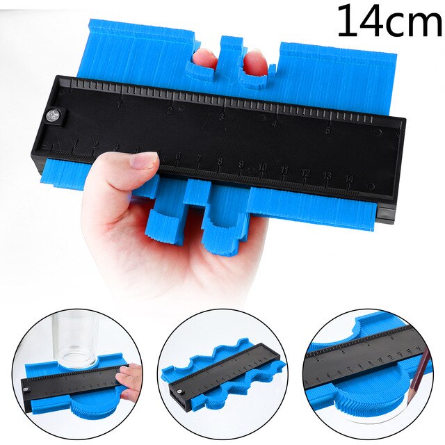 Onnfang Kopie Messgerät Kontur Messgerät Duplizierer Kontur Skala Vorlage Holz Kennzeichnung Werkzeuge Fliesen Sauerei Lineal Groß preis: 14cm Blau