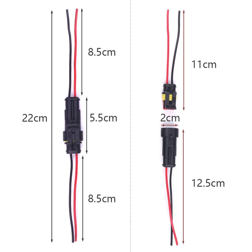 10 Uds. De conectores eléctricos para coche y motocicleta, 2 pines, resistentes al agua, macho y hembra, con cables, arnés de terminales